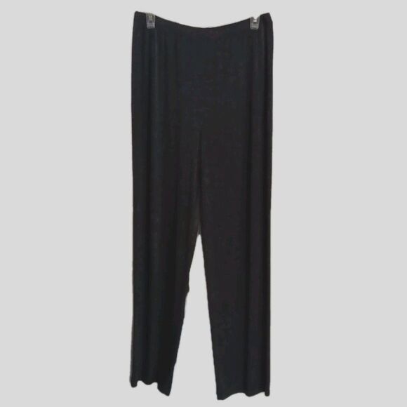 Chico's Travelers Pants Women's US Sz  L/12  Black Pull On Wide Leg - Picture 1 of 11